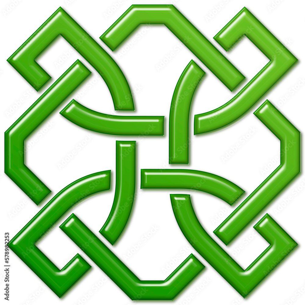 Simple sign made with celtic knots, Irish green. Symbol made with Celtic knots to use in designs for St. Patrick's Day.