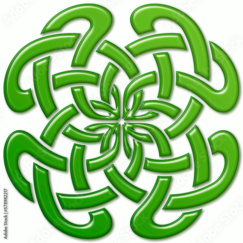 Sign with Celtic knot, Irish green. Symbol made with Celtic knots to use in designs for St. Patrick's Day.