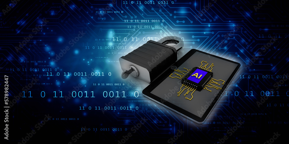 3d rendering microchips on mobile phone protection lock 3d rendering microchips on mobile phone protection lock