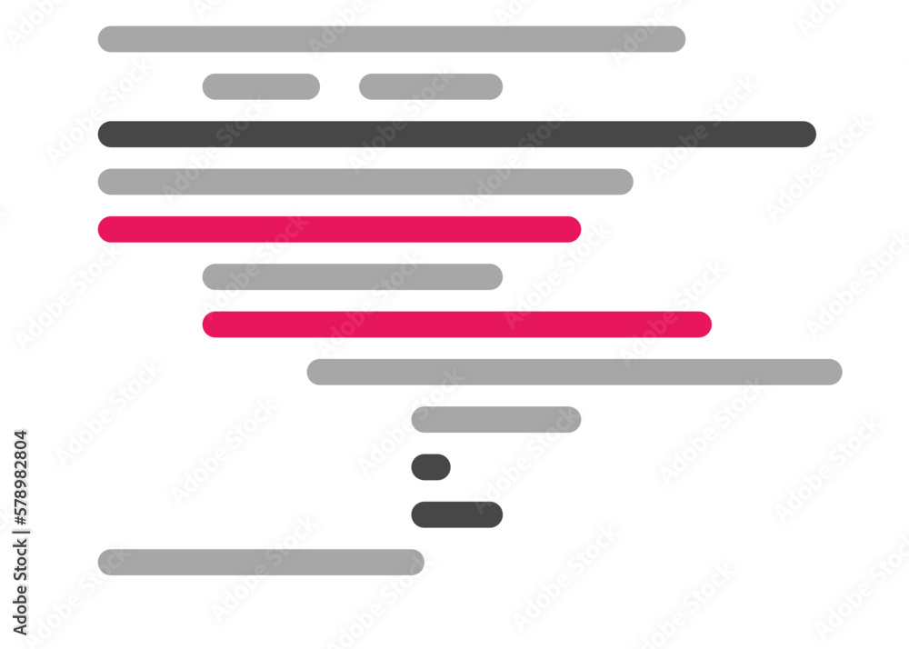 Code on screen vector illustration, flat cartoon coding lines simulation Code on screen vector illustration, flat cartoon coding lines simulation