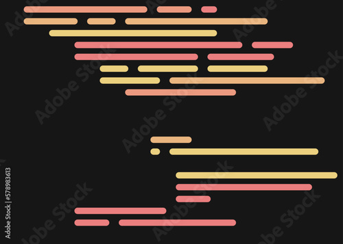 Code on screen vector illustration, flat cartoon coding lines simulation