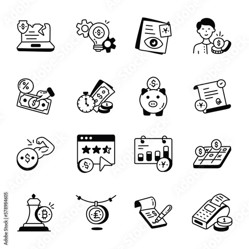Collection of Trade Hand Drawn Icons 

