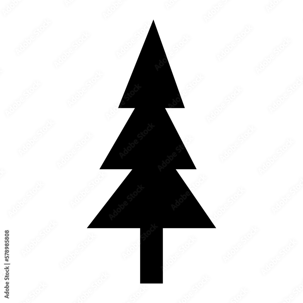 Tree flat icon. Christmas tree black icon. Vector illustration isolated on white background. Tree flat icon. Christmas tree black icon. Vector illustration isolated on white background.