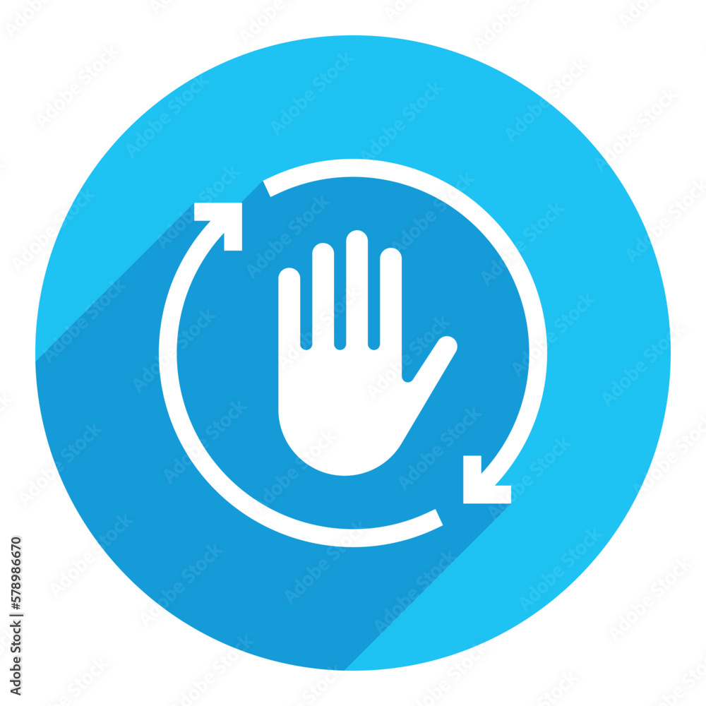 Do not enter. warning symbol. flat icon. long shadow design. blue background. Do not enter. warning symbol. flat icon. long shadow design. blue background.
