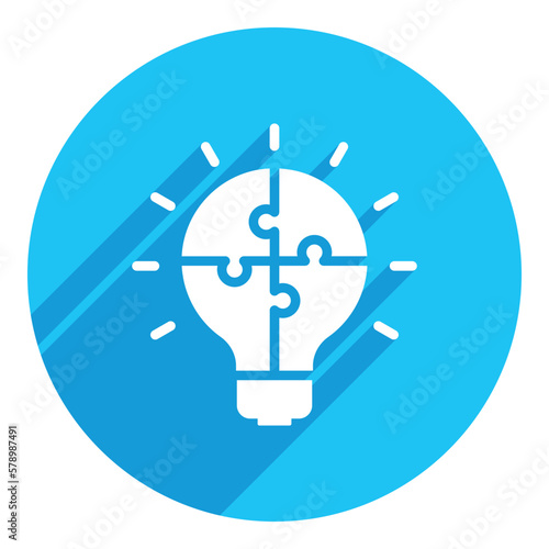 Jisaw puzzle concept. flat icon. long shadow design. blue background.