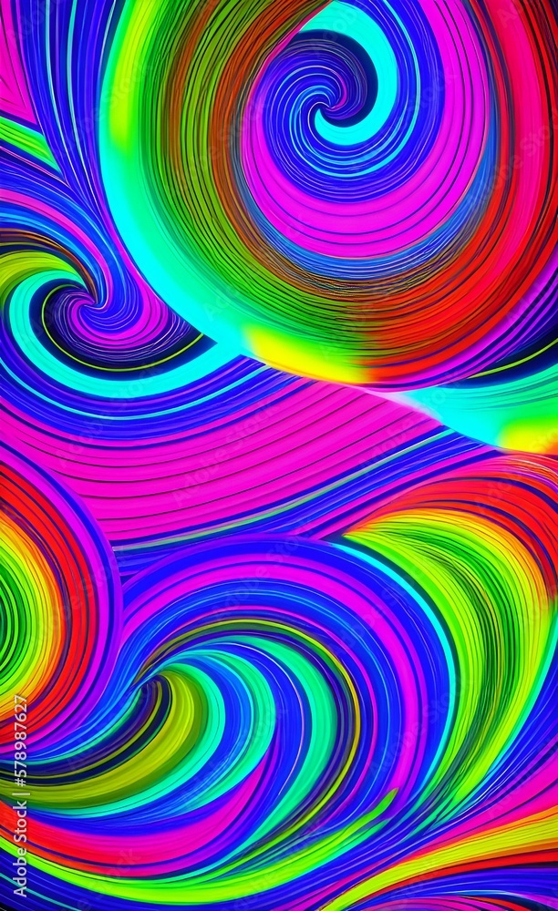 Bright dynamic background with colourful wavy lines. Generative AI. Digital image with a psychedelic stripes. Neon backdrop Bright dynamic background with colourful wavy lines. Generative AI. Digital image with a psychedelic stripes. Neon backdrop
