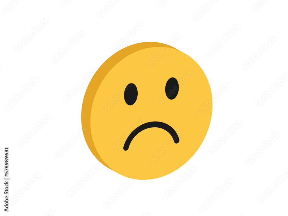 Fototapeta premium 3D Vector Sad face Icon. Design for Social Network Isolated on White Background. 