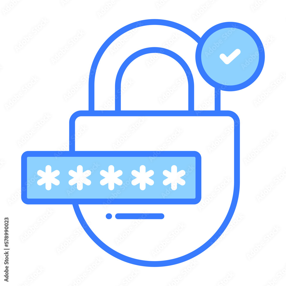 Padlock with check mark denoting secure password vector Padlock with check mark denoting secure password vector