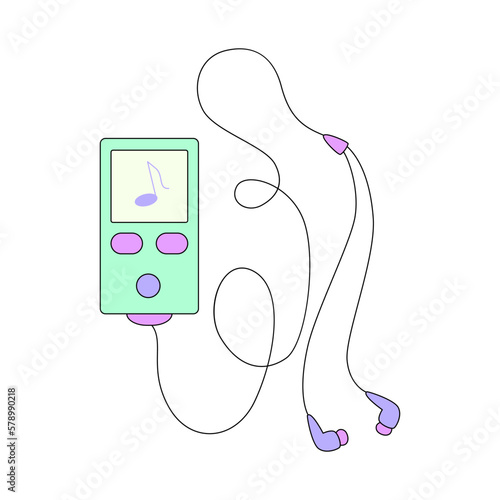MP3 player in cartoon style isolated on white