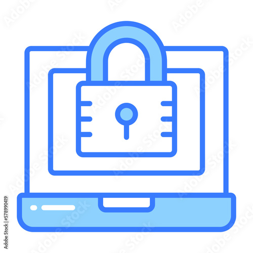 Padlock with laptop denoting vector of laptop security, premium icon