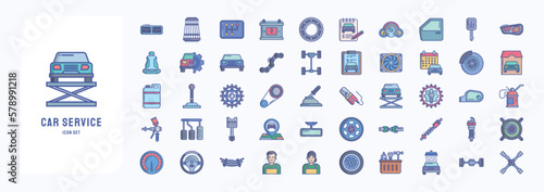 Car parts and service icon set