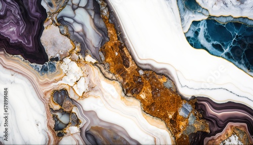 Colorful intricate marble with golden veins background. Stone background. Generative AI