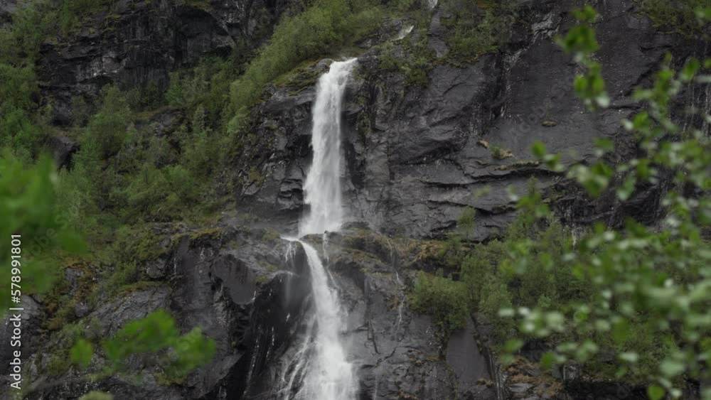 Waterfall cascade in Norway on a rainy day
Waterfall cascade in Norway on a rainy day