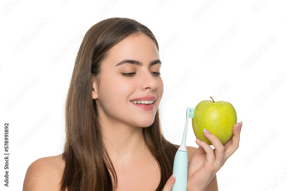 skin detox of positive woman on background. photo showing skin detox of woman with apple. skin detox of positive woman on background. photo showing skin detox of woman with apple.