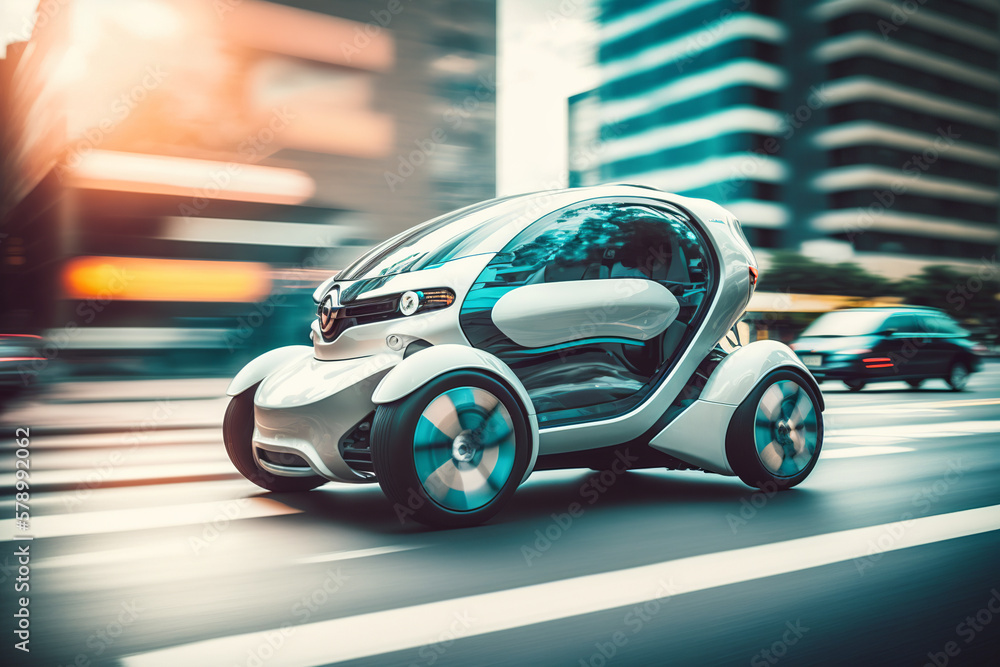 Eco friendly futuristic electric car . Electric green energy transportation. City of the future, Eco buildings a lot of tree, greens, Clear energy. Generative ai. Eco friendly futuristic electric car . Electric green energy transportation. City of the future, Eco buildings a lot of tree, greens, Clear energy. Generative ai.