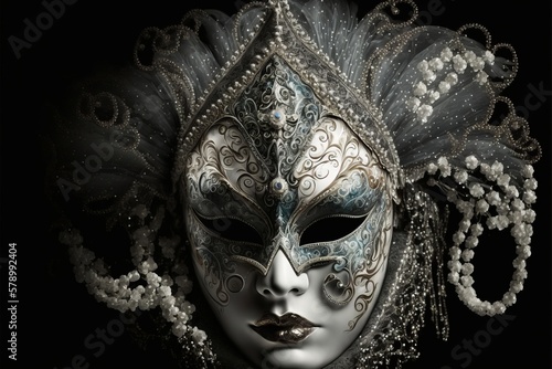 Venetian mask with diamonds glitter made with Generative AI