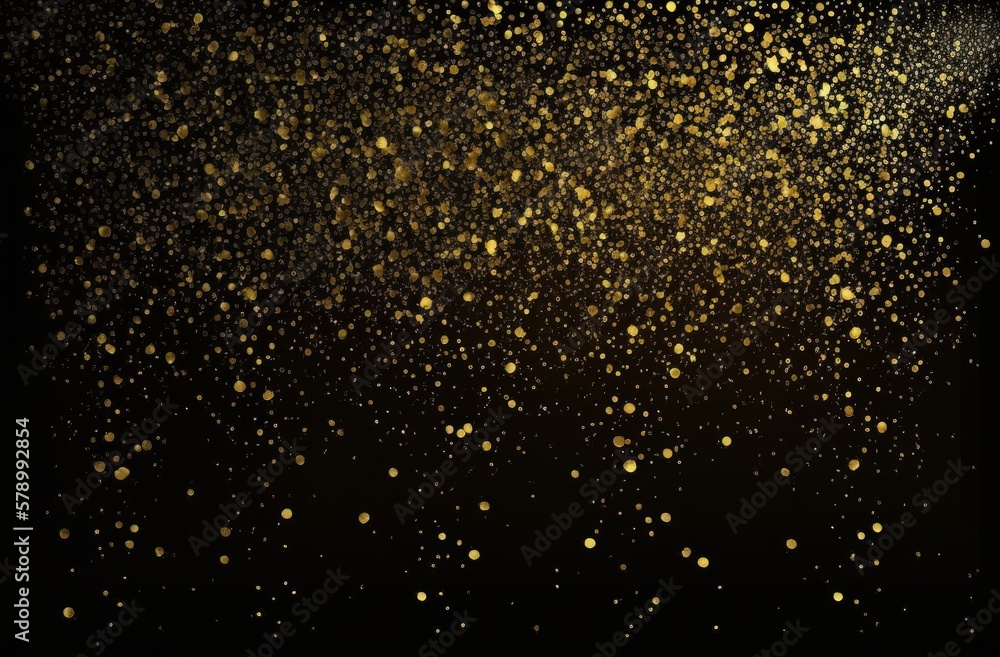 Shimmering Elegance: Unveiling the Allure of Gold Glitter Texture on a Bold Black Background, Generative AI.