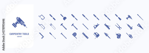 Collection of Carpentry and construction tools icon set