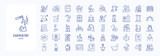 A collection sheet of outline icons for Chemistry and experiment including icons like research, equipment and toxicologist