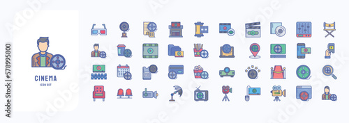 Collection of Cinema and movie theater vector icon set
