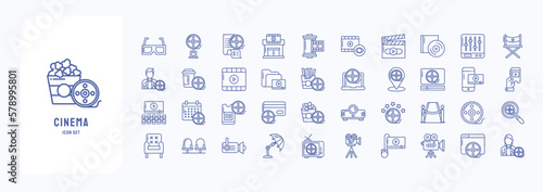Collection of Cinema and movie theater vector icon set
