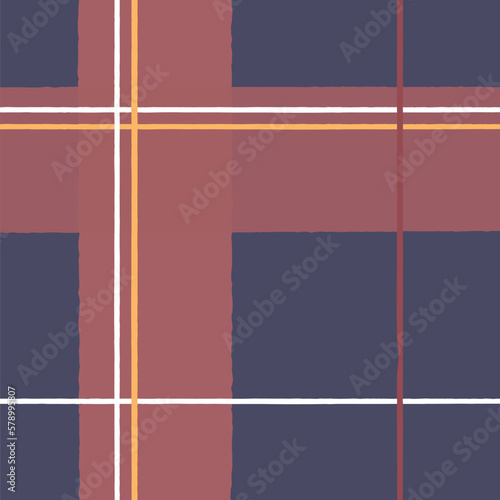 Seamless Checkered stripe plaid vector pattern. Dark blue, red and white background for scarf, blanket, textile, wrapping paper, print, fabric or textile, card, poster