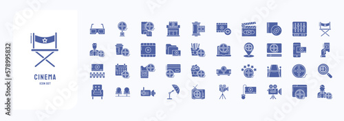 Collection of Cinema and movie theater vector icon set
