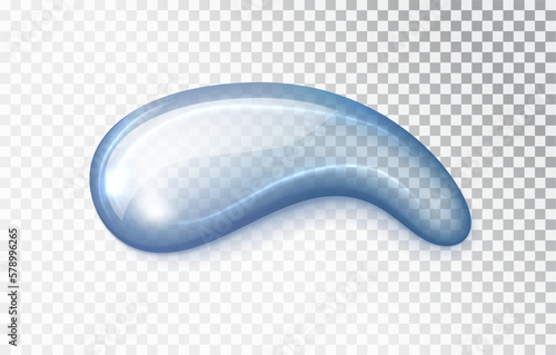liquid cosmetic Blue transparent gel isolated. Transparent gel drop product sample. Realistic water spill.
