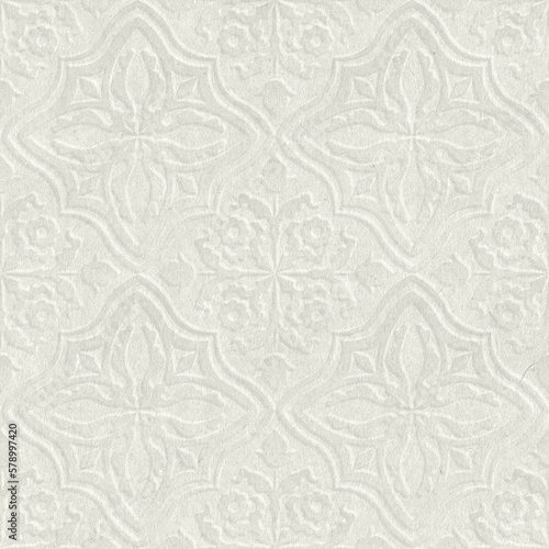 White paper texture with embossed floral pattern. Best for wedding design. © ~ LENA BUKOVSKY ~