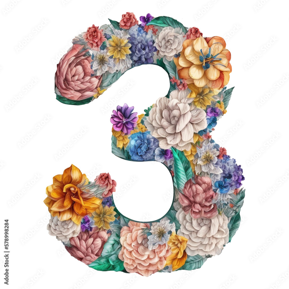 Floral Birthday Number Letter Cliparts