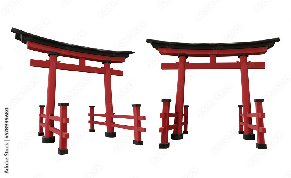 3d rendering torii traditional japanese gate entrance within shinto shrine mundane to the sacred perspective view