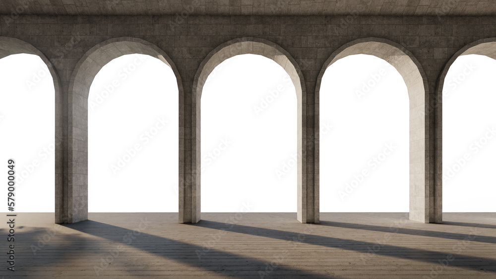 Contemporary Arch corridor with transparent background. 3D illustration Contemporary Arch corridor with transparent background. 3D illustration