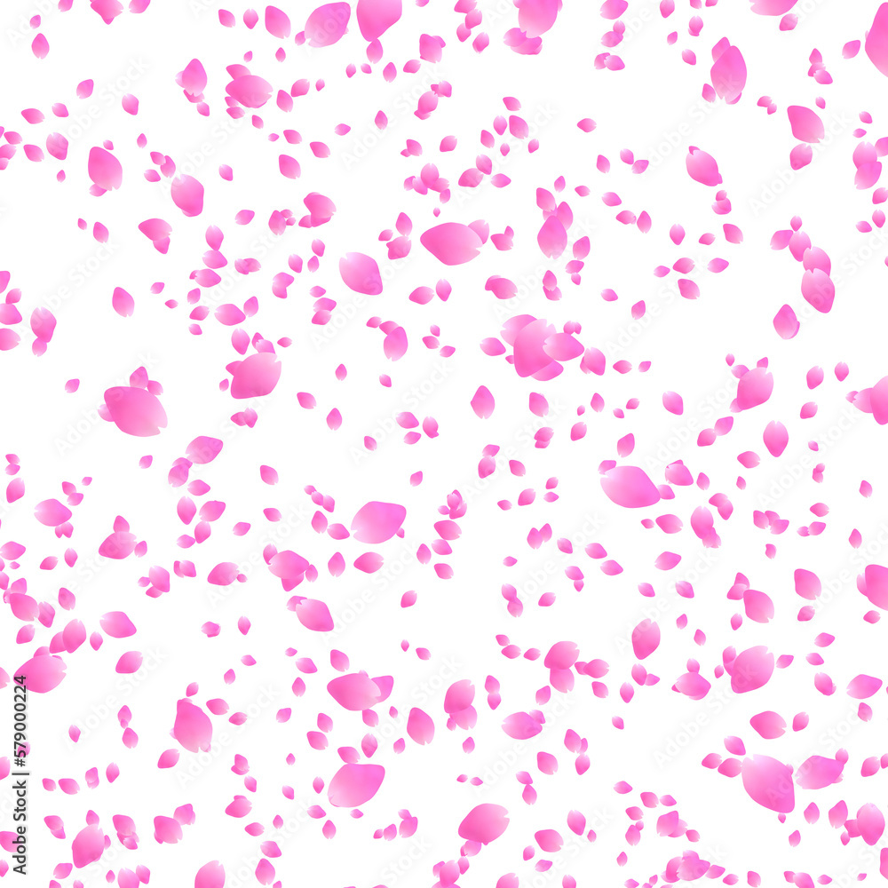 flurry of pink cherry blossom petals on transparent background	