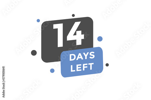 14 days Left countdown template. 14 day Countdown left banner label button eps 10 