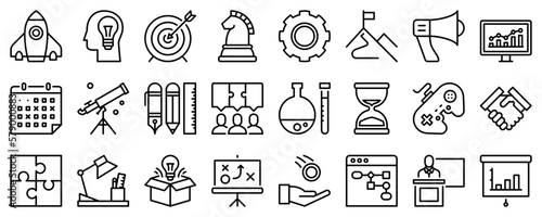 Line icons about business process on transparent background with editable stroke.