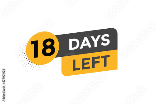 18 days Left countdown template. 18 day Countdown left banner label button eps 10
