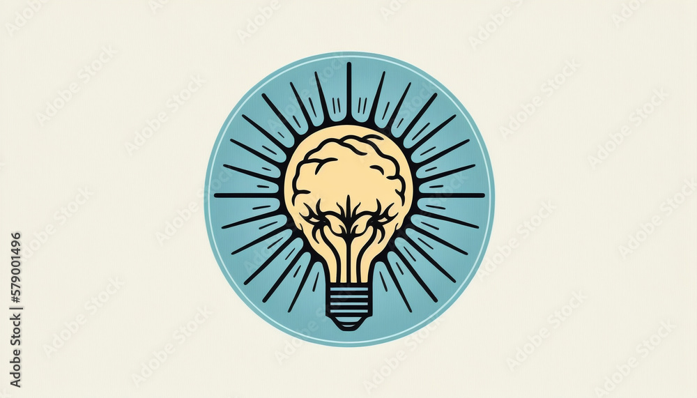 Illustration of brain inside a light bulb. AI generative Illustration of brain inside a light bulb. AI generative
