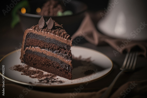 Piece of chocolate cake, Generative AI