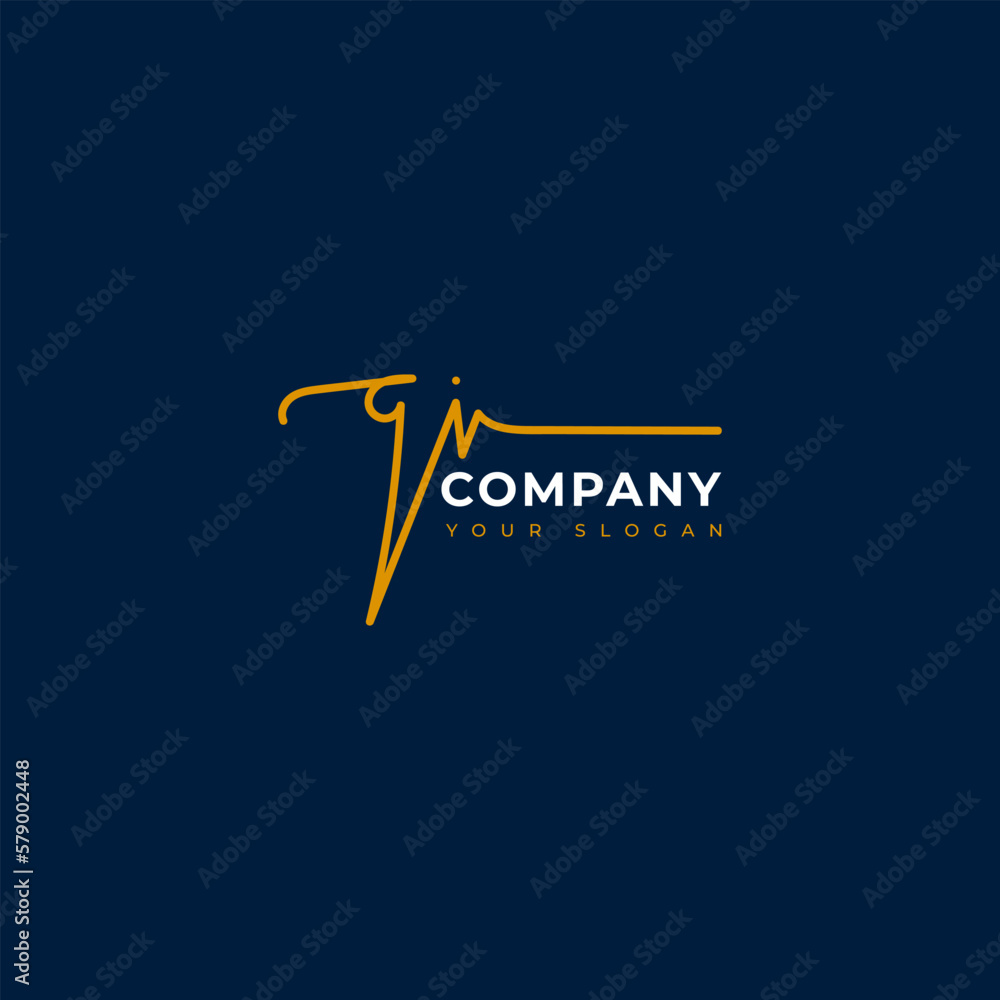 Qi Initial signature logo vector design Qi Initial signature logo vector design