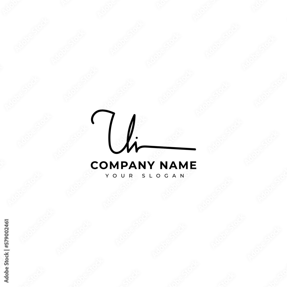 Ui Initial signature logo vector design