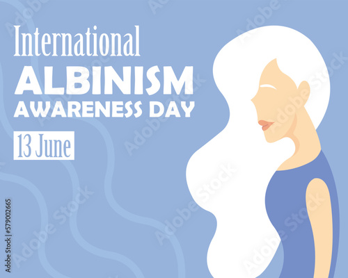 illustration vector graphic of white-haired albino girl, perfect for international day, international albinism awareness day, celebrate, greeting card, etc.