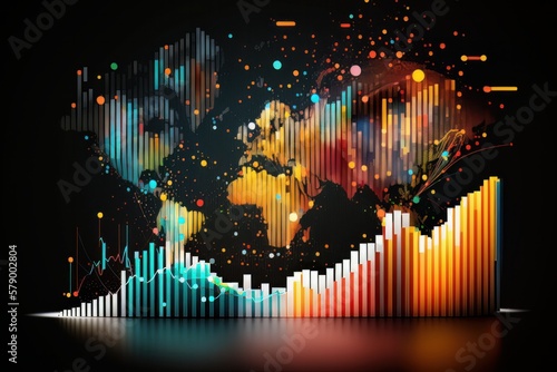 World business analysis big data sciences and economic growth with financial graph. Generative AI