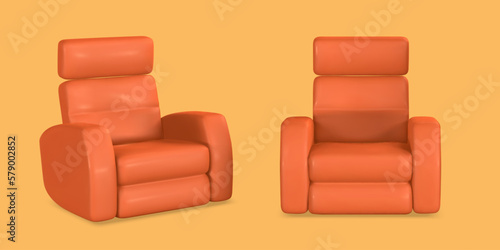 3d realistic Armchair with shadow in cartoon style. Vector illustration
