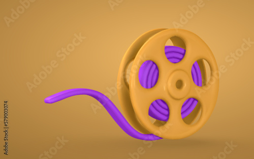 Film reel in plastic cartoon style. Cinema and Movie time. Vector illustration