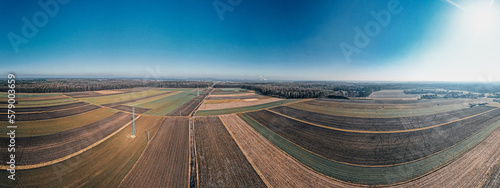 Obraz na płótnie Pola uprawne na Śląsku. panorama z lotu ptaka zimą w salonie