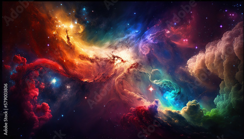 Ilustración de una nebulosa rgb del espacio profundo. Generative AI © Enrique Micaelo 
