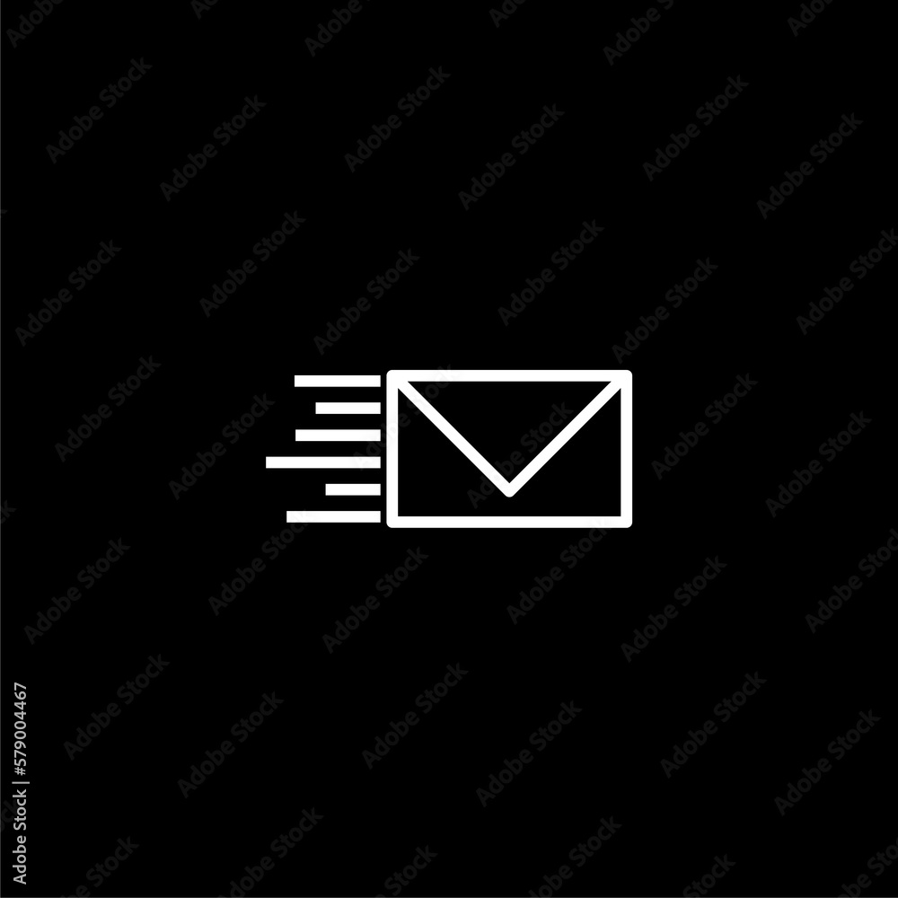 Received message concept. New, email incoming message, sms icon isolated on black background. Received message concept. New, email incoming message, sms icon isolated on black background.