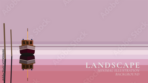sailboat by the sea minimal landscape vector illustration background	