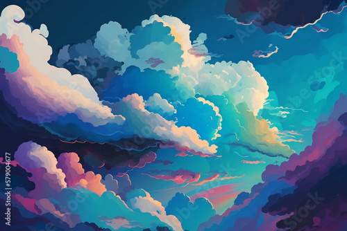 Abstract multicolored soft pastel color cloud background, AI-Generated © Akash