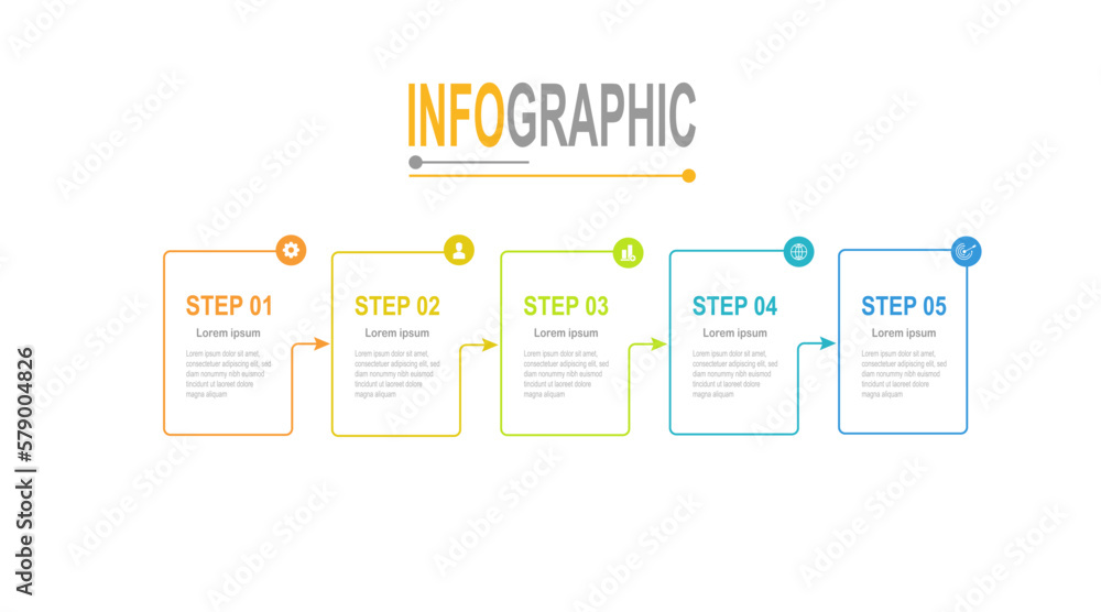 5 steps Rectangle Infographic template business data illustration 5 steps Rectangle Infographic template business data illustration